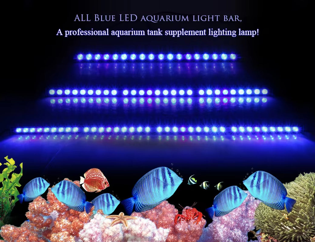 54W/81W/108W Led Aquarium Light with Only 470Nm Blue Spectrum Strip Light Beautiful Your Coral Reef Fish Tank Lamp