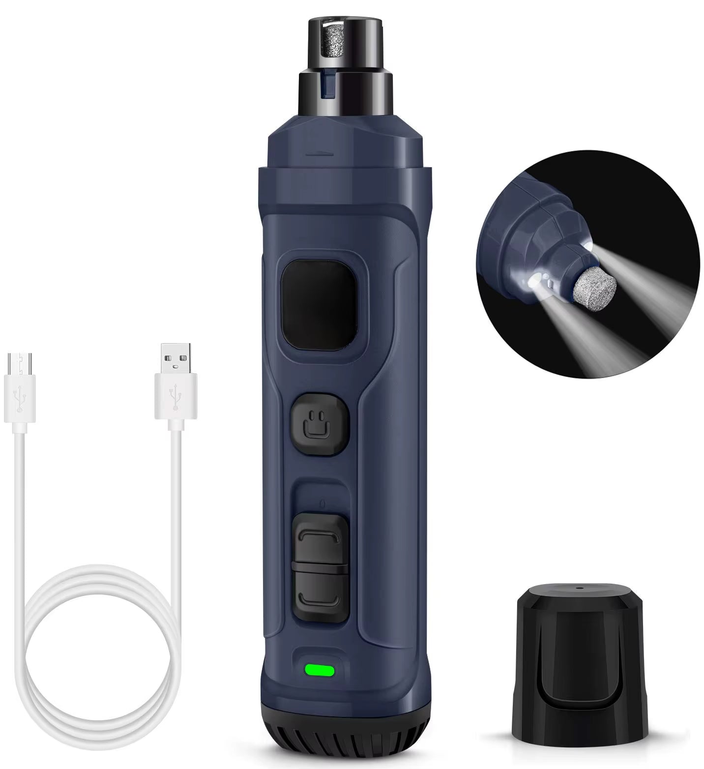 PAWSUNDAY Dog Nail Grinder with 2 LED Light 8000-10000 RPM Powerful Electric Pet Nail Trimmer for Dog Cat and Small Animal