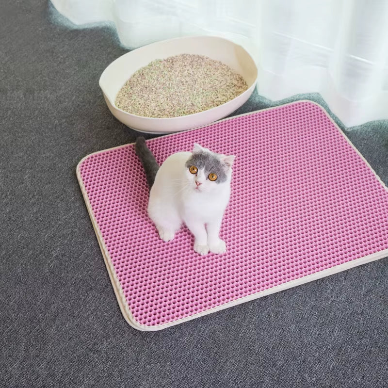 Waterproof Pet Cat Litter Mat Foldable EVA Double-Layer Cats Mat Bottom Non-Slip Pet Litter Cat Mat Layer Pet Litter Catcher Mat