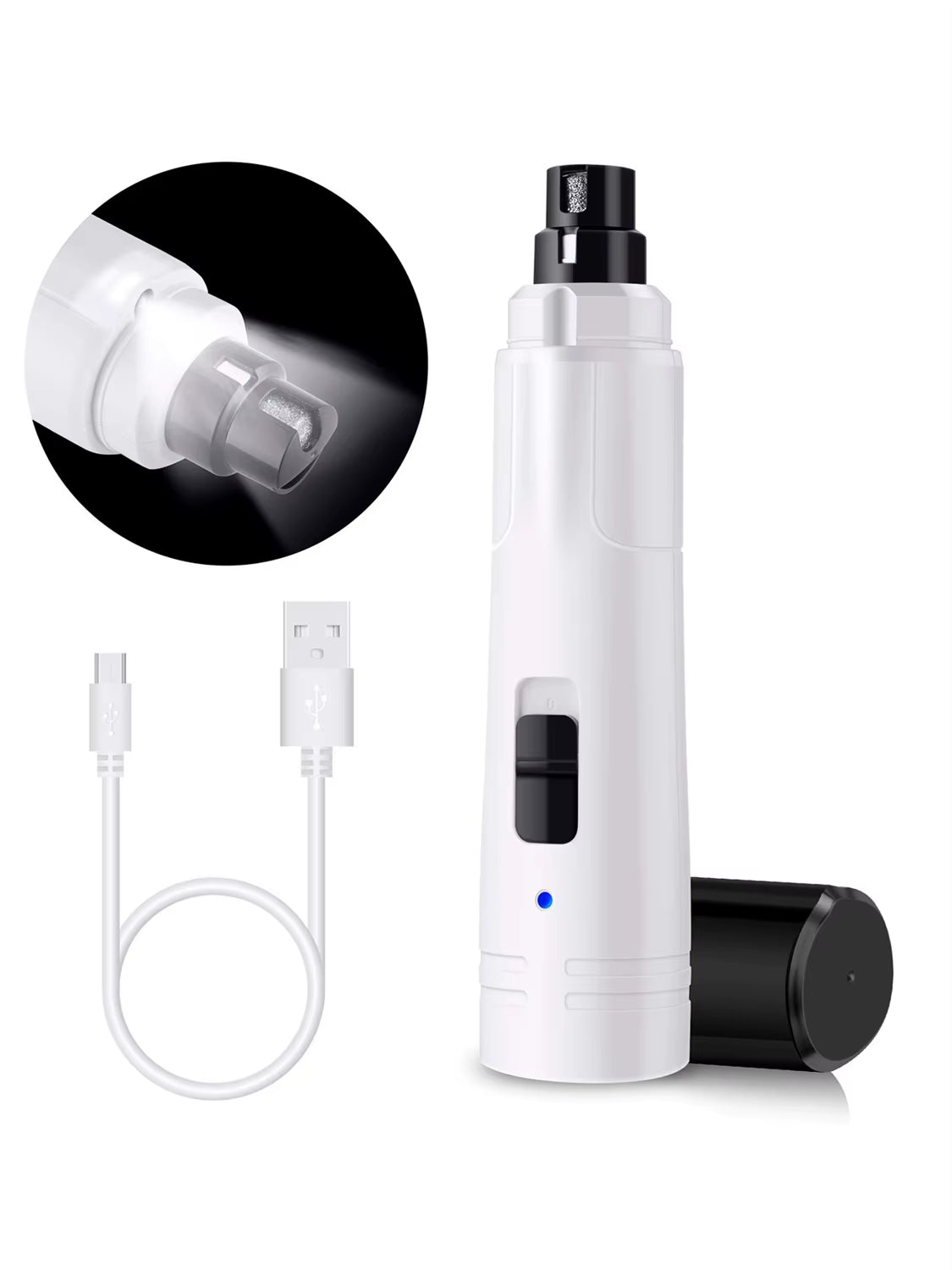 PAWSUNDAY Dog Nail Grinder with 2 LED Light 8000-10000 RPM Powerful Electric Pet Nail Trimmer for Dog Cat and Small Animal