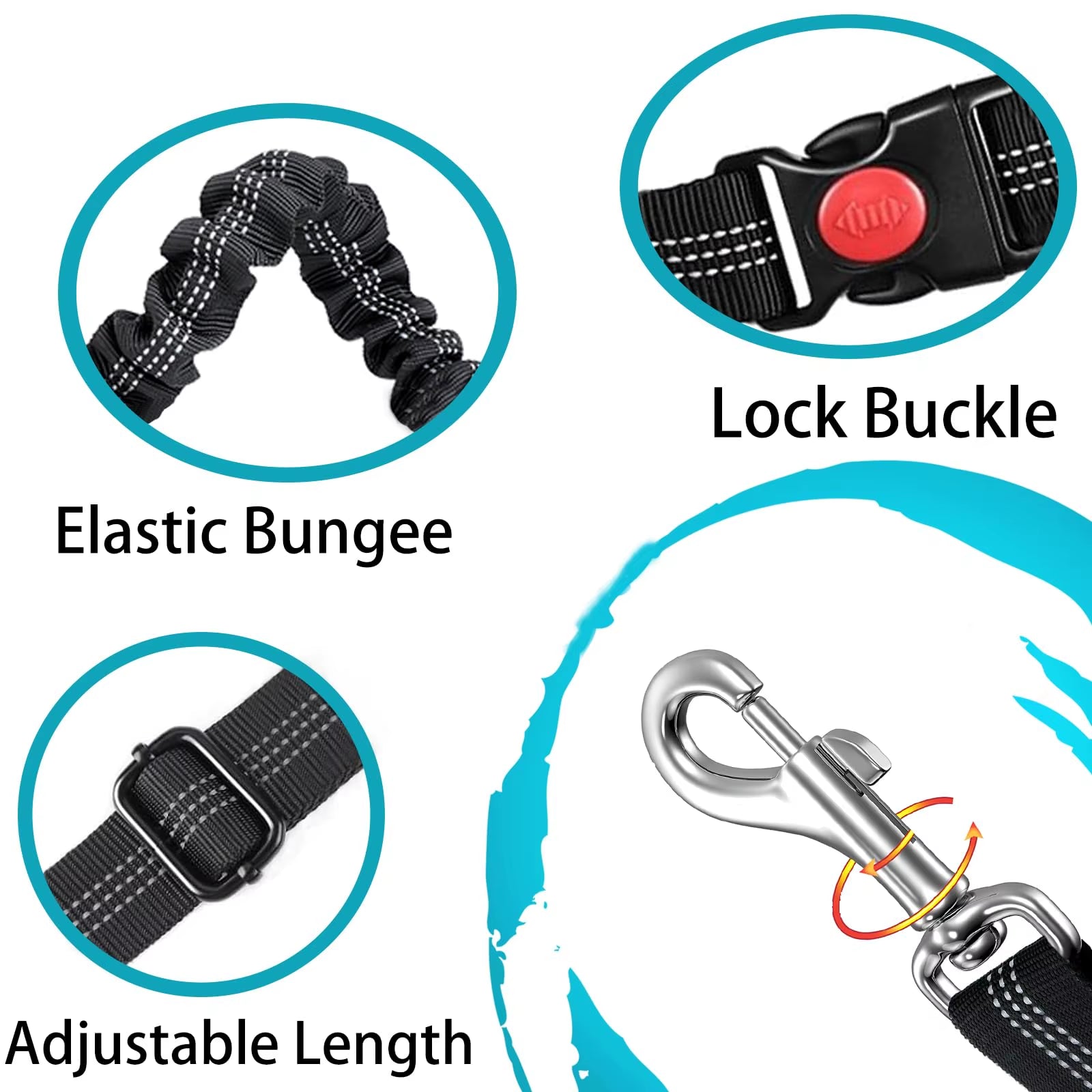 Adjustable and Heavy Duty Dog Car Seat Belt - Striped Nylon Large Dog Traction Rope for Car Rides