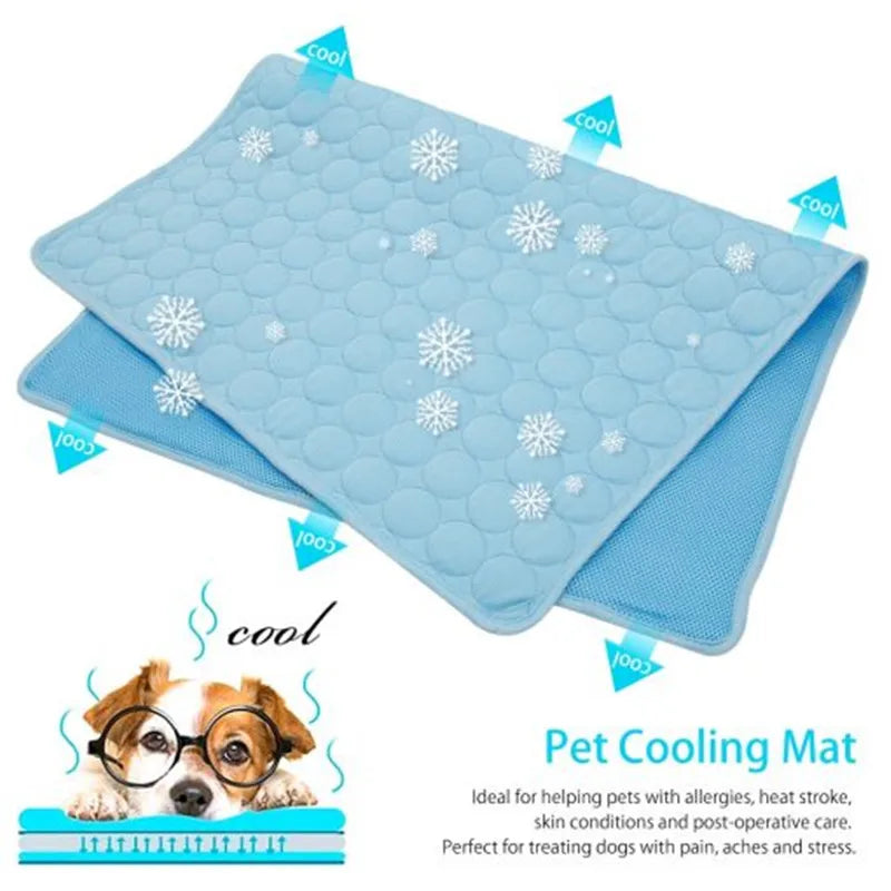 Breathable Ice Silk Pet Cooling Mat Washable Self Cooling Pad Dog Cat Summer Sleeping Blanket Kennel Crate Bed Cushion