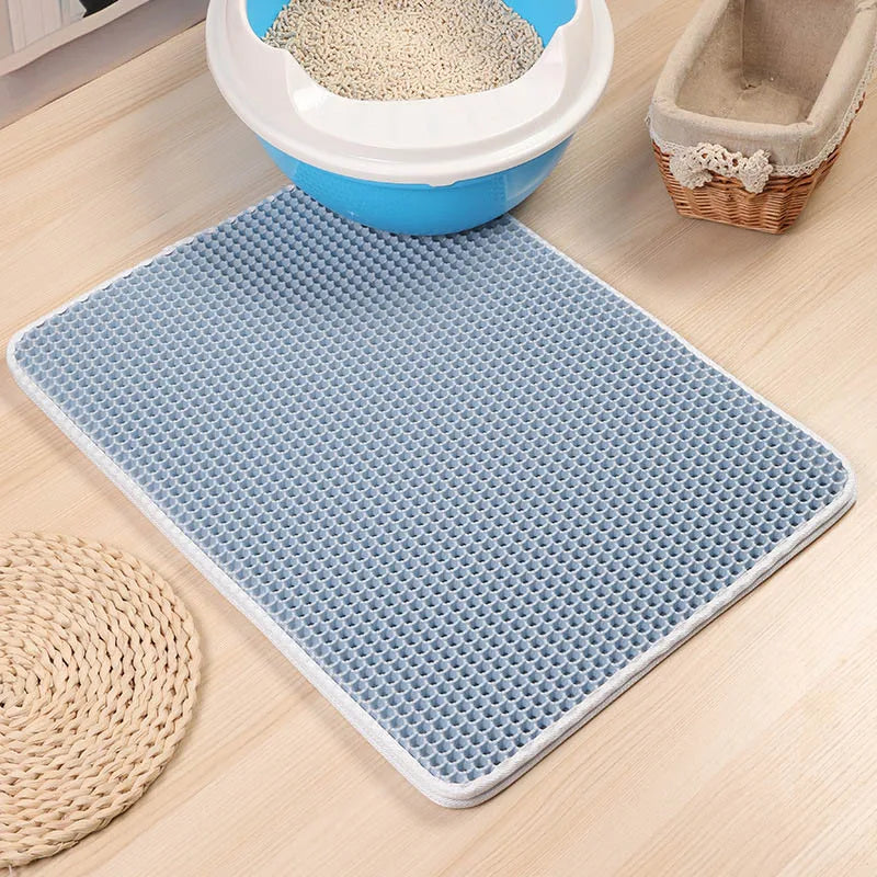 Waterproof Pet Cat Litter Mat Foldable EVA Double-Layer Cats Mat Bottom Non-Slip Pet Litter Cat Mat Layer Pet Litter Catcher Mat