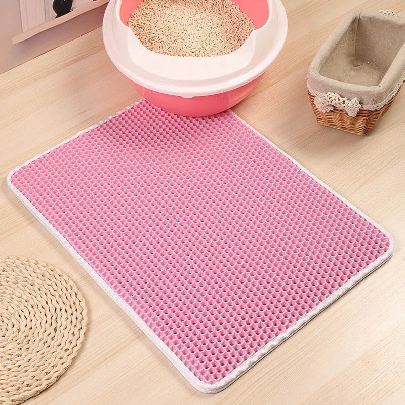 Waterproof Pet Cat Litter Mat Foldable EVA Double-Layer Cats Mat Bottom Non-Slip Pet Litter Cat Mat Layer Pet Litter Catcher Mat