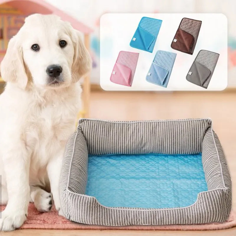 Breathable Ice Silk Pet Cooling Mat Washable Self Cooling Pad Dog Cat Summer Sleeping Blanket Kennel Crate Bed Cushion