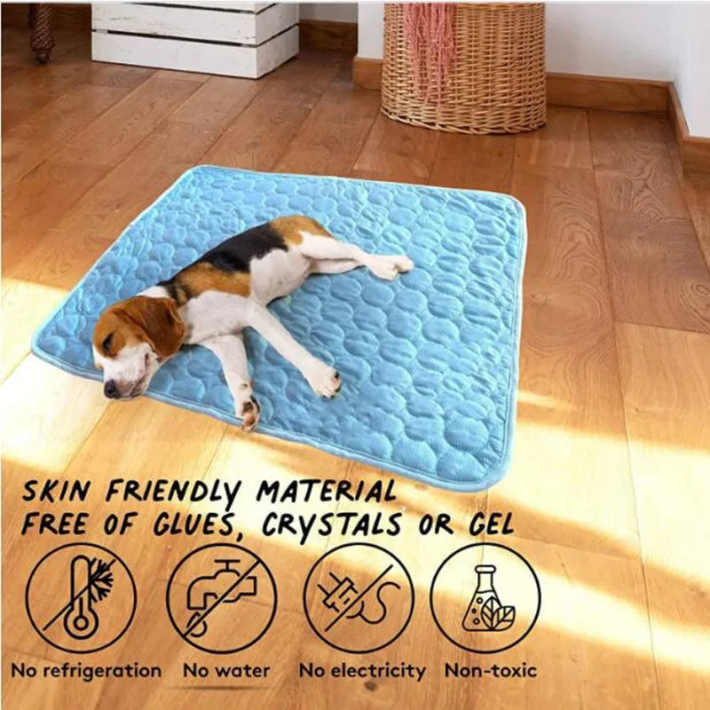 Breathable Ice Silk Pet Cooling Mat Washable Self Cooling Pad Dog Cat Summer Sleeping Blanket Kennel Crate Bed Cushion