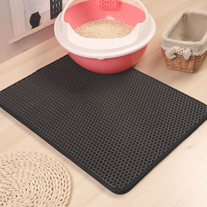 Waterproof Pet Cat Litter Mat Foldable EVA Double-Layer Cats Mat Bottom Non-Slip Pet Litter Cat Mat Layer Pet Litter Catcher Mat