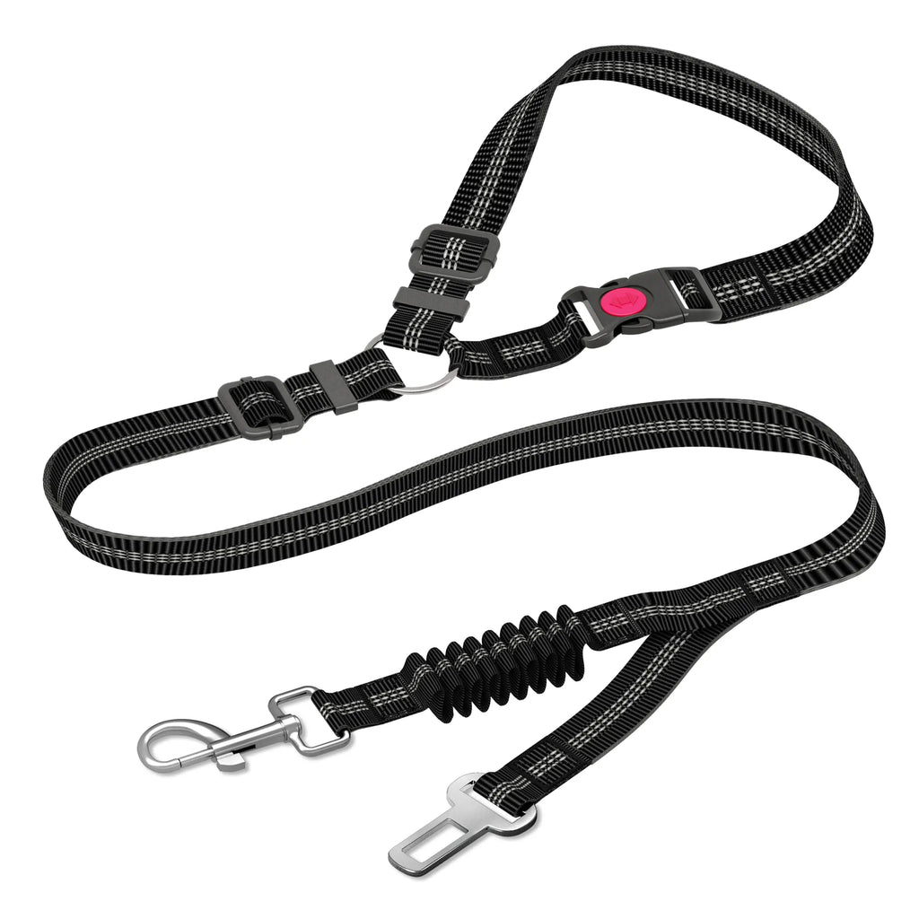 Adjustable and Heavy Duty Dog Car Seat Belt - Striped Nylon Large Dog Traction Rope for Car Rides