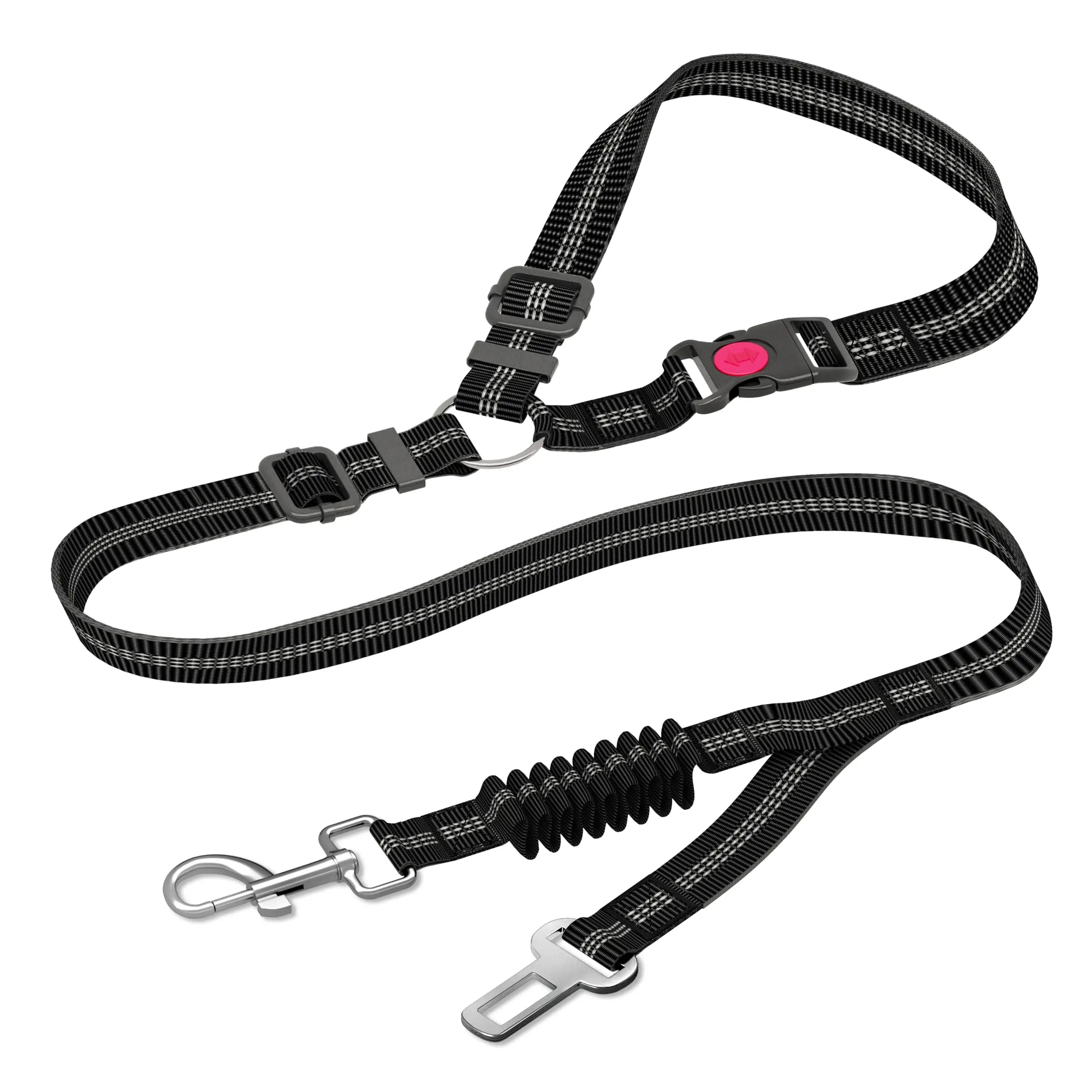 Adjustable and Heavy Duty Dog Car Seat Belt - Striped Nylon Large Dog Traction Rope for Car Rides