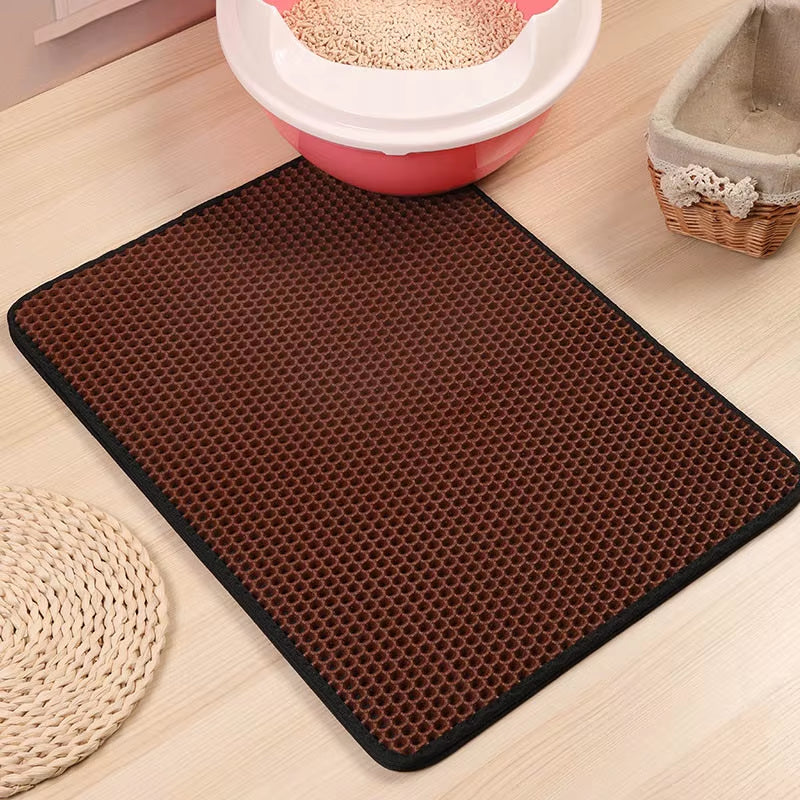 Waterproof Pet Cat Litter Mat Foldable EVA Double-Layer Cats Mat Bottom Non-Slip Pet Litter Cat Mat Layer Pet Litter Catcher Mat