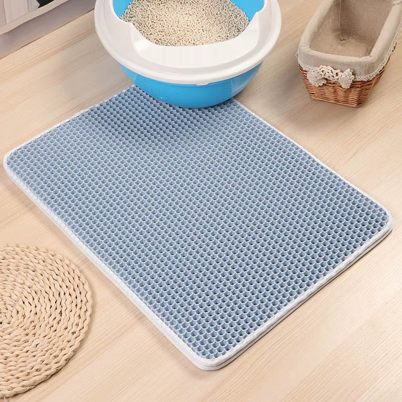 Waterproof Pet Cat Litter Mat Foldable EVA Double-Layer Cats Mat Bottom Non-Slip Pet Litter Cat Mat Layer Pet Litter Catcher Mat